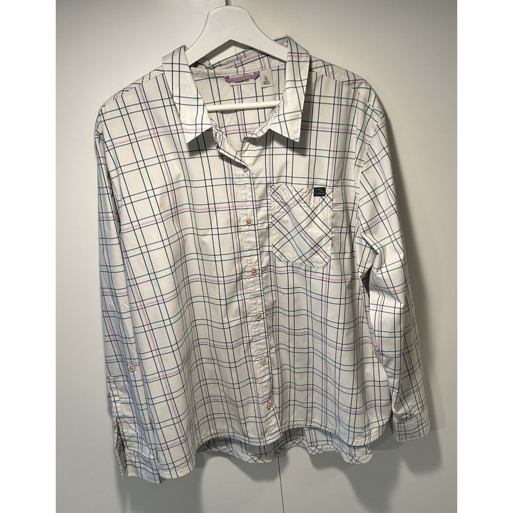 L.L. Bean Women's Everyday SunSmart® Woven Shirt Long-Sleeve, Plaid sz XL